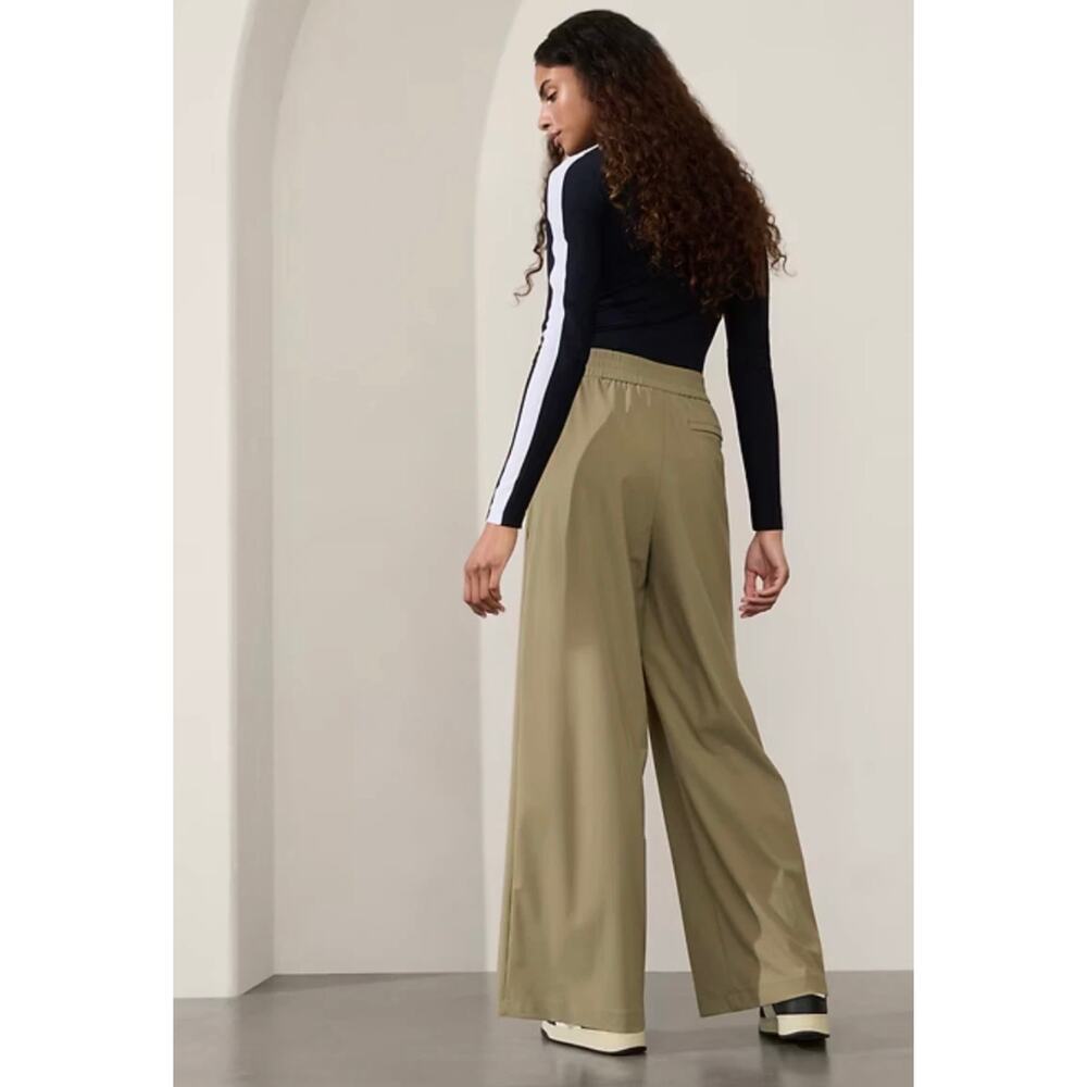 Athleta High Rise Wide Leg Pinnacle Trouser Olive Green Women's Size 8T